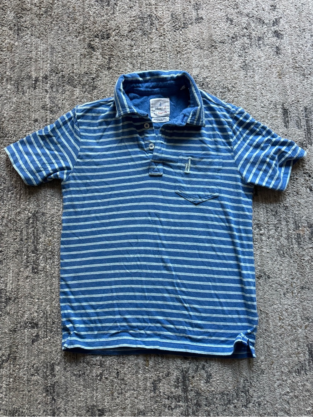 Johnnie O Boys Striped Blue Polo Shirt with Chest Pocket size 8